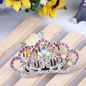 Anivers￡rio Princesa Coroa Tiara Comb Flower Girls Crystal Rhinestone Crown Hair pente usa acess￳rios de cabelo Girl Girt Will e Sandy