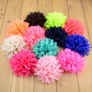 50 pçs / lote 32 cores u escolha moda 4 '' grande chiffon tecido flores para menina headband acessórios de cabelo frete grátis FH03 lj201226