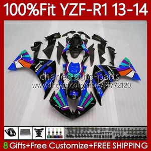 Yamaha YZF-R1 YZF R 1 1000CC YZF1000 Için Enjeksiyon Kalıp Kodu YZF1000 13-14 Bodys 97no.137 YZF R1 1000 CC 2013-2014 YZFR1 13 14 YZF-1000 2013 2014 Siyah Mavi OEM Fairing Kiti