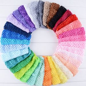 30 Stück Mix Farben Baby Kopfbedeckung Kopf Blume Haarschmuck weiche elastische Häkelstirnbänder dehnbare Haarbandbasis