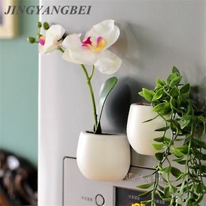 Buzdolabı Mıknatıslar Saksı Yapay Yeşil Etli Bitkiler Bonsai Set Sahte Çiçek Vazo Hatıra Blackboard Manyetik Çıkartmalar C0125