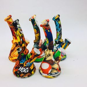 6,5 polegadas camuflagem cor copo design plataformas de tubulação de água de silicone com tigela de vidro silicone downstem inquebrável plataforma de petróleo Bong