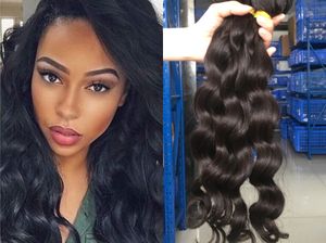 Brazilian Natural Wave Human Hair Weaves Extensions 3 Bundles free Middle Double Weft Dyeable Bleachable 100g/pc