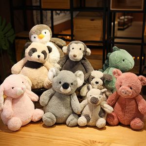 Doldurulmuş Hayvanlar Karikatür Peluş Oyuncaklar Ins Sevimli İmitasyon Yumuşak Cuddly Pandas Dinozor Penguenler Sevimli Orman Hayvan Çocuk Konfor Küçük Bebekler