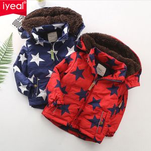 Iyeal Çocuk Erkek Ceketler Kış Çocuk Mont Toddler Kalın Polar Liner Sıcak Kapüşonlu Coat Çocuklar için Çocuk Giysileri Giyim LJ201201