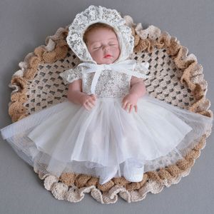 Beyaz Vaftiz Giysileri 1 2 Yıl Doğum Günü Kıyafeti Bebek Gelinlik için Küçük Kız Parti Frocks Tasarımları