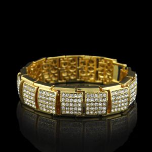 2021 модный блок-инкрустированный браслет браслет мужской хип-хоп прохладный стиль аксессуары браслеты материал золотая пластина / заполнить нержавеющую сталь