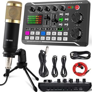 F998 Sound Card Microphone Mixer Kit 16 Sound Effects Audio Recording Mixer Audio Mixing Console Amplifier for Phone PC