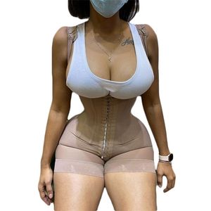 Fajas kadın shapewear kanca ve göz kapatma karın kontrol ayarlanabilir kasık açık büstü bodysuit uyluk düzeltici korse K 220112