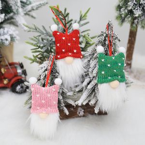 Nuove decorazioni natalizie in stile europeo e americano che lavorano a maglia bambola senza volto uomo della foresta ornamenti appesi con ciondolo di Babbo Natale T3I51278