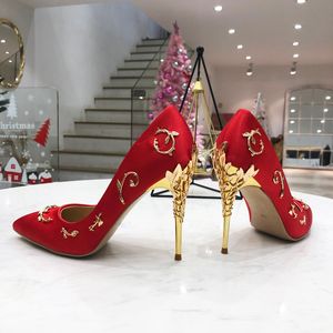 Moda Vermelho Designer Sapatos de Casamento para Noiva Ralph Russo Confortável Mulheres High Saltos sapatos para casamento noite de sapatos de baile em estoque