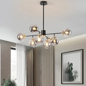 Chandeliers Nordic Led Chandelier Modern Pendant Lamp For Living Room Dining Kitchen Bedroom Black Glass Ball Ceiling Hanging Light