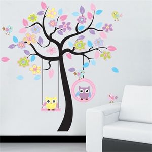 DIY Сова птица дерево стена стикер дома декор для детей гостиная наклейки дети детские детские детские декоративные обои наклейки 201201