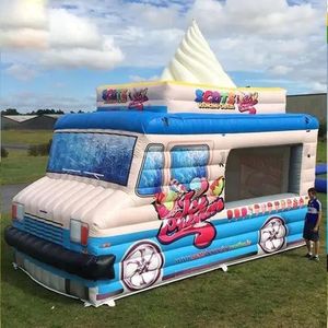 Özelleştirilmiş mobil taşınabilir dev şişme dondurma kamyonu standı pop up araba çadırı reklam için