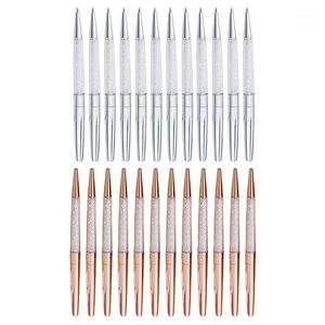 12 Teile/los Rose Gold/Silber Stift Feine Schwarze Tinte Kristall Kugelschreiber Ring Hochzeit Büro Metall Roller Ball Gi1Ballpoint Stifte