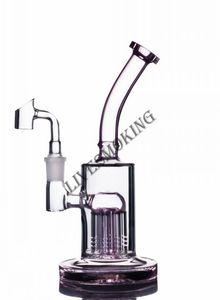 Горячая распродажа! Purple Arm Tree Perc Bong Recycler Dab Rig Стеклянные водяные бонги с 14-миллиметровым соединением Banger Thick Base Курительный кальян