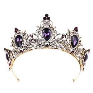 Клипы для волос Barrettes Purple Vintage Crown Bride Wedding Bridal Tiara Hop Оболочка Обручане Камень роскошные чары ювелирные украшения светя