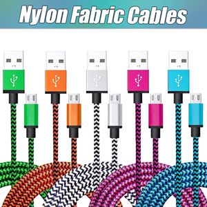 Cabos USB da trança de tecido de nylon para o cabo de sincronização de tecido de cobre Tipo C Mirco USB para Samsung Cellphones Universal com Saco OPP