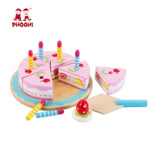Wooden Kitchen Toys Cake Food DIY Pretend Play Cutting Birthday Toys for Children Plastic Educational Baby kids Gift LJ201009