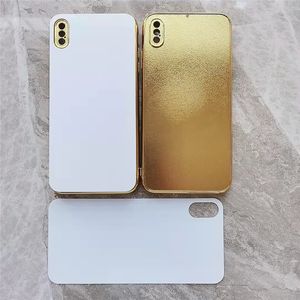Altın Elektrolizle Boş 2D Süblimasyon TPU Telefon Kılıfları Için iPhone X 11 12 13 Pro Max ile Alüminyum Plaka K102