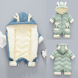 Winter Snowsuit for Baby Boys and Girls, 0-3 Years, Plus Velvet Thickened Jumpsuit, Toddler Romper Overalls Coat