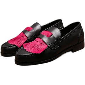 Подлинный стиль обуви новая вождение кожаная повседневная обувь высокая топ -обувь для мужской обуви ручной работы на черных лоферах 97900 с