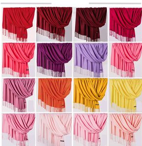 Женщины сплошной цвет кашемировые шарфы с кисточкой леди зимняя осень длинный шарф мыслитель теплый женский шаль горячие продажи мужчины шарф