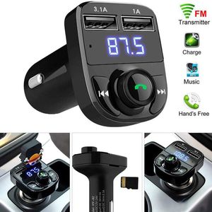 FM50 X8 Transmissor FM Aux Modulator Kit para carro Bluetooth Receptor de áudio para carro mãos-livres Bluetooth MP3 Player com carga rápida 3.1A Dual USB Car C com caixa