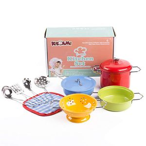 11 pcs colorido cozinha brinquedo conjunto utensílios cozinhar panelas panelas pratos alimentares mini simulação crianças cookware fingend brinquedos lj201009