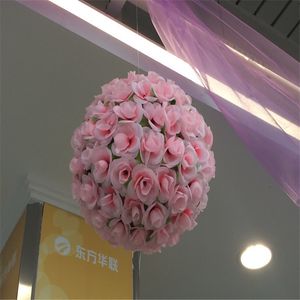 Artificial Rose Silk Flower Kissing Balls 60CM Hanging Supplies Flores bola para o casamento enfeites de Natal decoração do partido