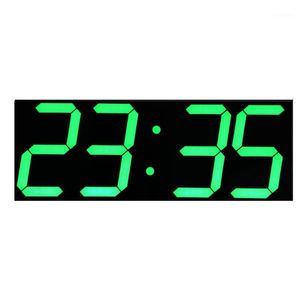 Стеновые часы зеленые светодиодные цифры большие часы с календарным температурным дисплеем Дистанционное управление таймер обратного отсчета.