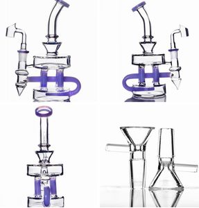 2022 Новый дизайн Фиолетовые кальяны Fab Beaker Glass Bongs Beaker Beaker База Курительные воды Трубы DAB 14.4 мм Соединение Функциональные продукты