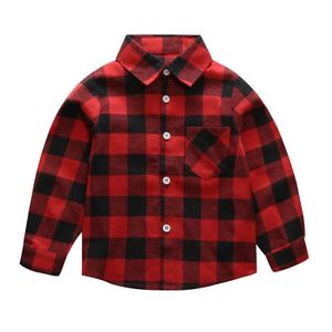 Good Quality Boys Long Sleeve Shirt Gentleman Style Kids Plaid Shirts Spring Autumn Children Cotton Turn-Down Shirt
