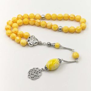 Tasbih sarı reçine tespih özel aksesuar püsküller ile erkek bilezik 33 66 99Beads yeni tasarım adamın Teşbih Ramazan Y1218