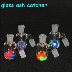 Cachimbos de água Vidro Ash Catcher 14mm 18mm 4.5 Polegada Mini Bong Catchers Thick Pyrex Clear Bubbler Ashcatcher frasco de silicone néctar de silicone