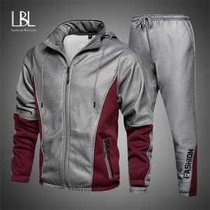 Erkekler Hip Hop Trailsuit Erkek Bahar Giysileri 2 Parça Setleri Man Street Giyim Fermuar Jacets and Harem Pants + Sweatshirt Takımları 220215