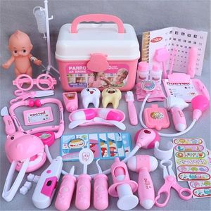 44 Pcs/Set Girls Role Play Doctor Game Medicine Simulation Dentist Treating Teeth Pretend Play Toy For Toddler Baby Kids 4 5 6 7 LJ201214