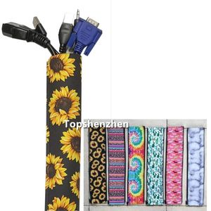 hot 7 print neoprene cable management sleeve cord for computer home entertainment 1920 inch cable sleeve wrap cover organizer with zipper
