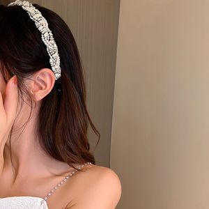 Novo temperamento pequeno fragrância xadrez tecido imitação pérola tecelagem de cabelo headwear moda coreana fêmea acessórios femininos