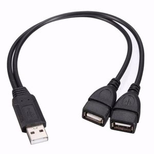 USB 2.0 A Male to 2 Dual USB Female Data Hub Power Adapter Y Splitter USB Charging Power Cable Cord Extension Cable