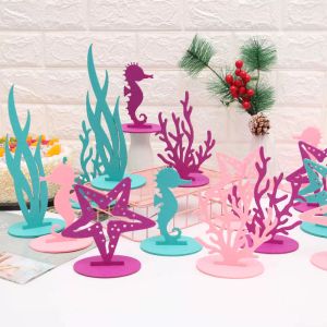 2 adet Mermaid Parti Mercan Yosun Denizatı DIY Keçe Dekor Masa Masaüstü Süsleme Çocuk Doğum Günü Partisi Bebek Duş Malzemeleri