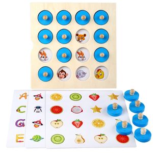 Montessori Memory Chess Game 3D Деревянная Головоломка Доска Логическая Игрушка Игрушки Взаимодействие Ранние Обучающие Игрушки для детей Kids Mini 201218