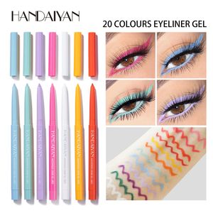 HanveYan 20 Renk Mat Eyeliner Jel Kalem Kolay Giymek Kolay Renkli Beyaz Sarı Mavi Göz Kalemi Krem Makyaj Kozmetik