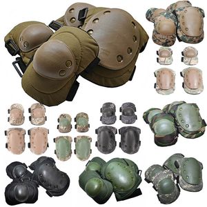 Camo Dişli Koruyucu Airsoft Kneepads Taktik Dirsek Diz Pedleri Açık Hava Spor Ordusu Av Paintball Atış No13-001