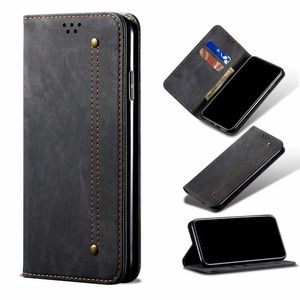 Джинсовые джинсы Canvas Magnet Flip Card Coled Cover Cover для iPhone 14 13 12 11pro Max XS XR 8 7 6S Plus