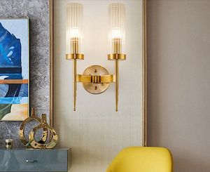 Современный золотой железный стеклянный стеклянный светильник Nordic 1-2 головы живущая комната проход лестница спальня крючки крытый обзорные стены светильники