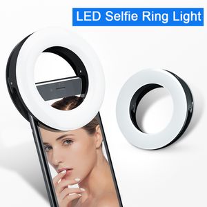 Portable LED Selfie Ring Light Flash For Mobile Phone Laptop Fill Light For Youtube Tiktok Video USB Rechargeable Clip Ring Lamp