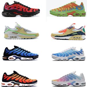 2020 Erkek Air Max TN Plus Artı Koşu Ayakkabıları Yeşil Üçlü Siyah Beyaz Gökkuşağı Hiper Mavi Supernova Brushstroke Camo Erkekler Eğitmenler 90 Spor Sneakers