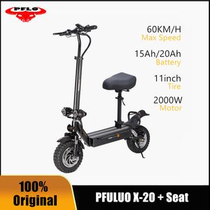 2022 PFUUO X20 İki Sürücü Off-Road Scooter 2000 W Çift Motorlu LCD Ekran Akıllı E Scooter 2 Tekerlek Kaykay 60KM / H Maksimum Hız