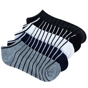 Мужские носки, 10 шт., 5 пар в упаковке, мужские летние легкие носки, хлопковые короткие носки в полоску, носки для пар, Meias1284g